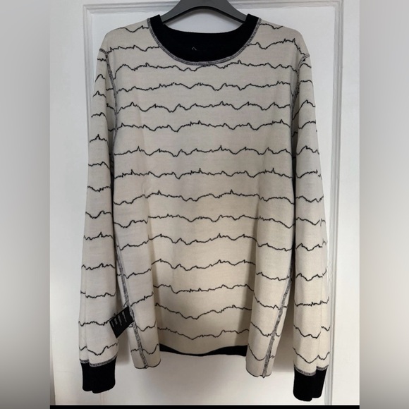 Bespoken Black Reversible Crewneck Sweater with White Pattern - Picture 3 of 5
